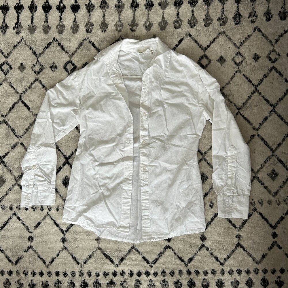 RD Style White Long Sleeve Button Up Blouse